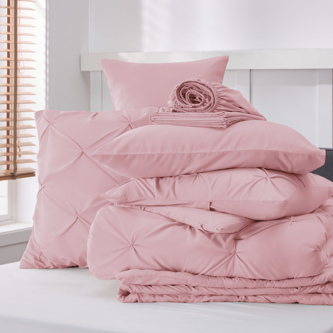 Best Seller Bedsure Pintuck Bed-in-a-Bag Set – Pinch Pleat Comforter with Sheets, Pillowcases & Shams